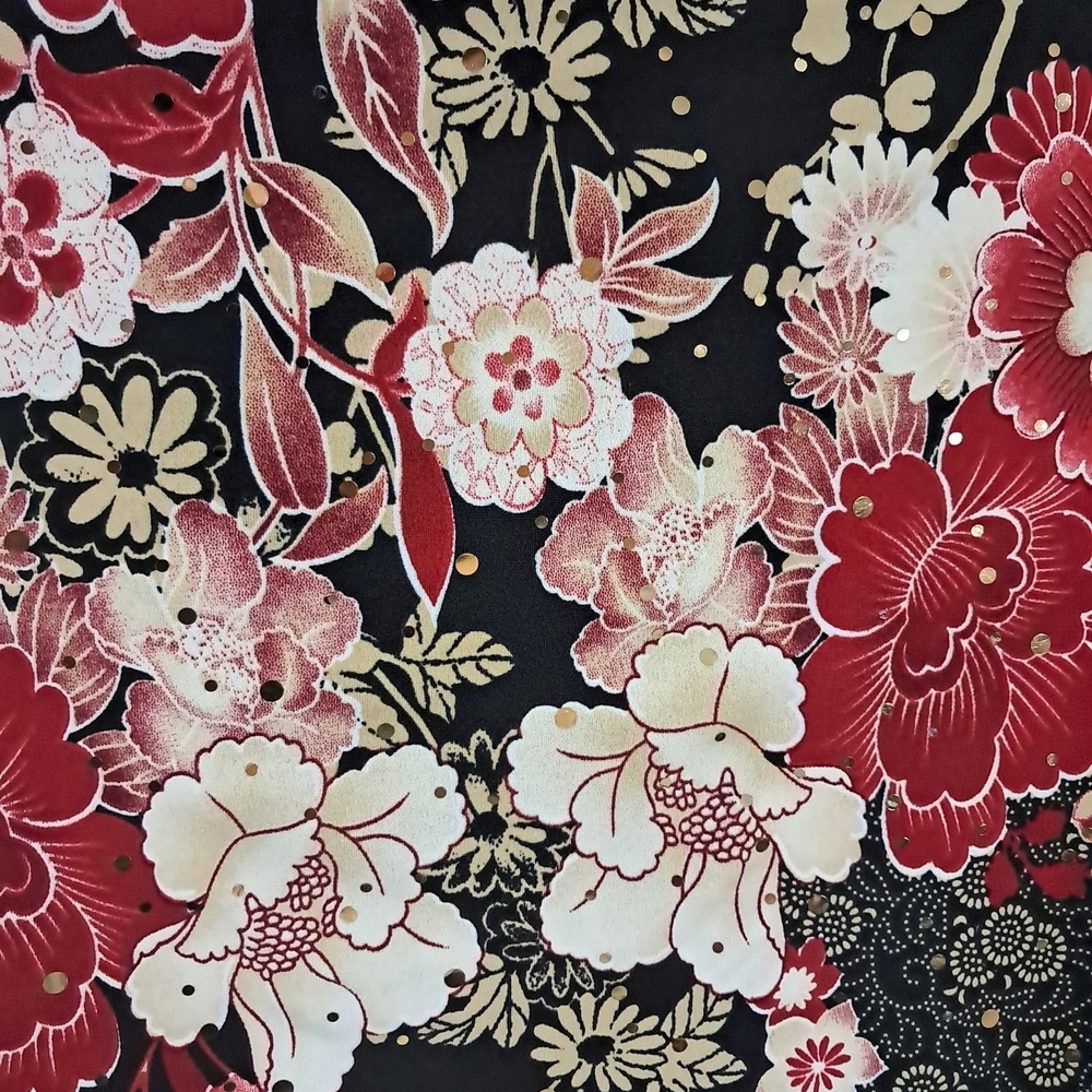 Vintage Y2K Byer Top Medium Black Floral Oriental Cropped Whimsigoth Night Out - Picture 11 of 12